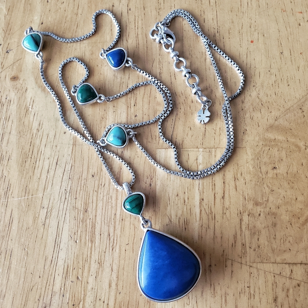 Lucky Brand long multi gemstone necklace